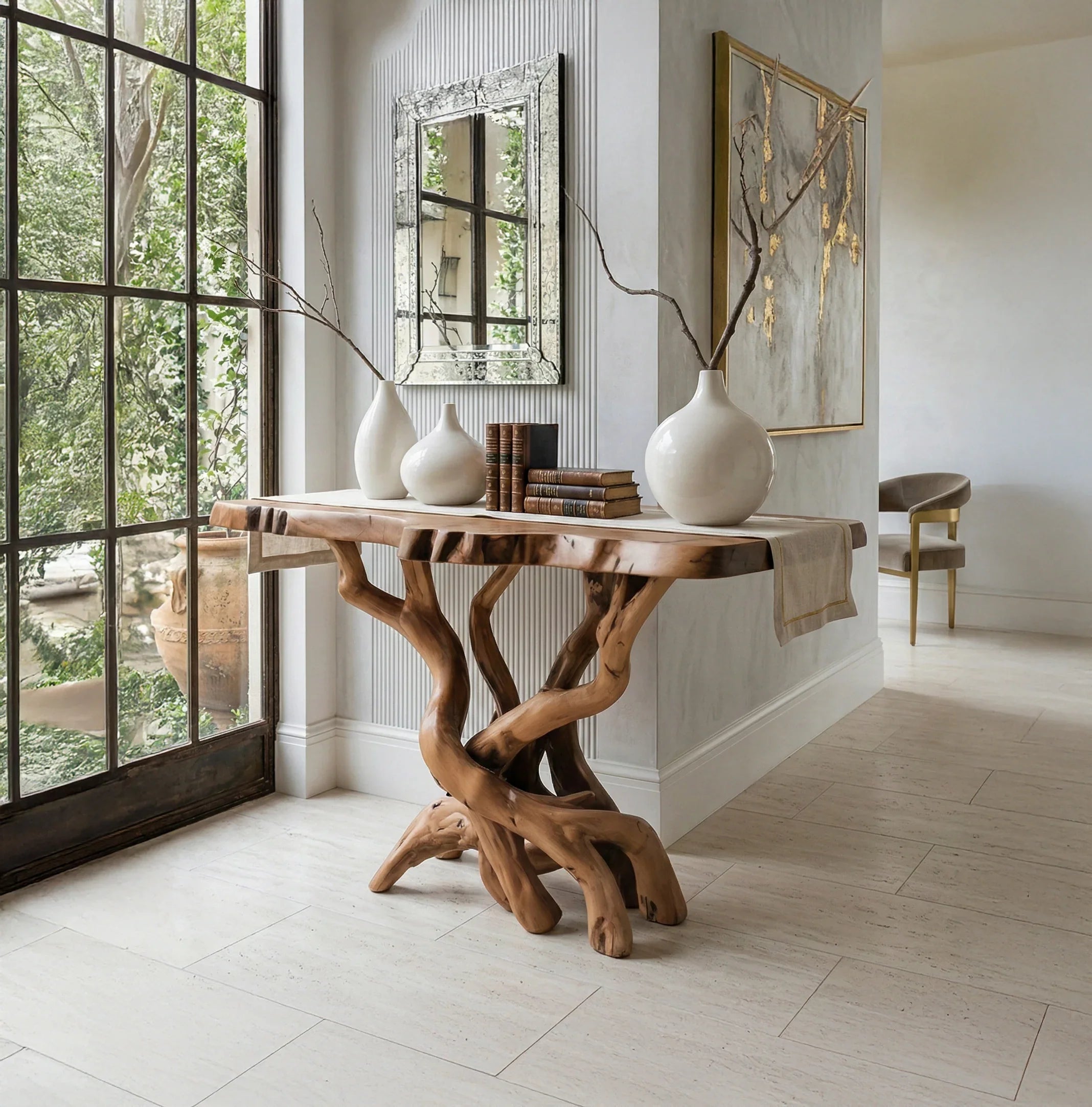 Handcrafted Live Edge Console Table For Rustic Home Decor