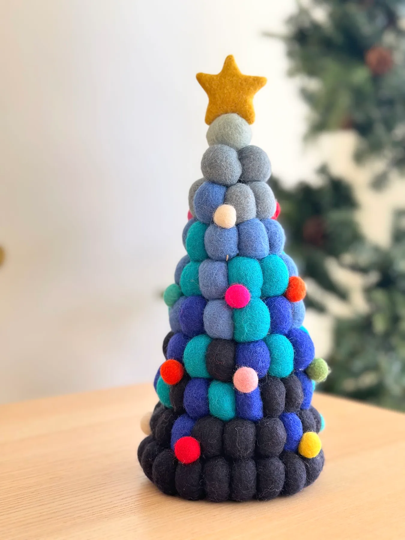 Handmade Felt Ball Christmas Tree Table Display - Ganapati Crafts Co.