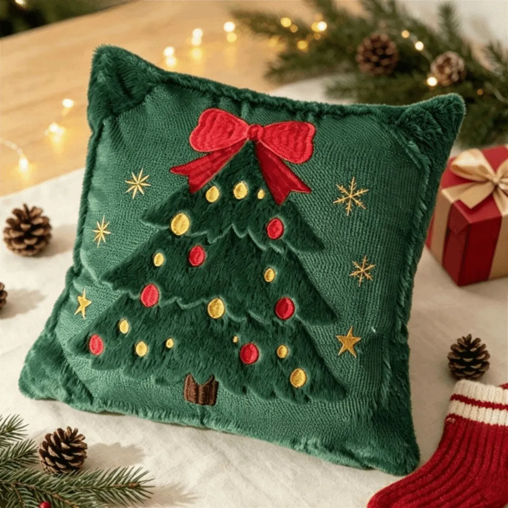 HOCEYU Christmas Pillowcase, Plush Fabric Christmas Tree Design Christmas Throw Pillow Cover, Soft Texture Embroidered Bow & Star Insert Not Included Decorative Pillow Cover Home | Shopee Philippine