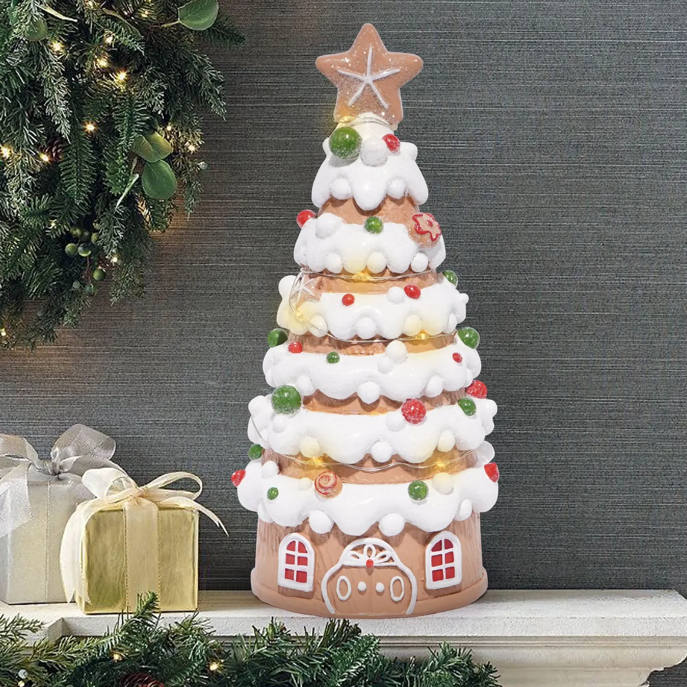 Hodao Christmas Village House Decorations Gingerbread House with Chris