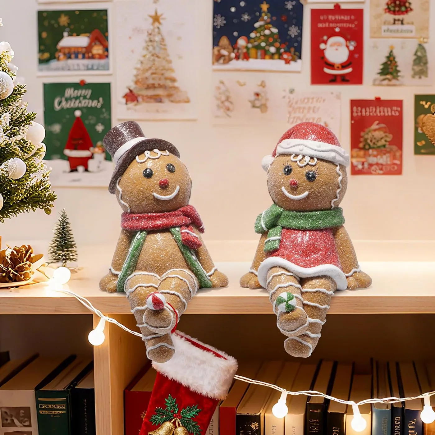 Hodao Gingerbread Man Figurines Decorations – Festive Stock Hanger Decor  for Fireplace, Tabletop Decoration, Holiday Gift for Family Traditional ...