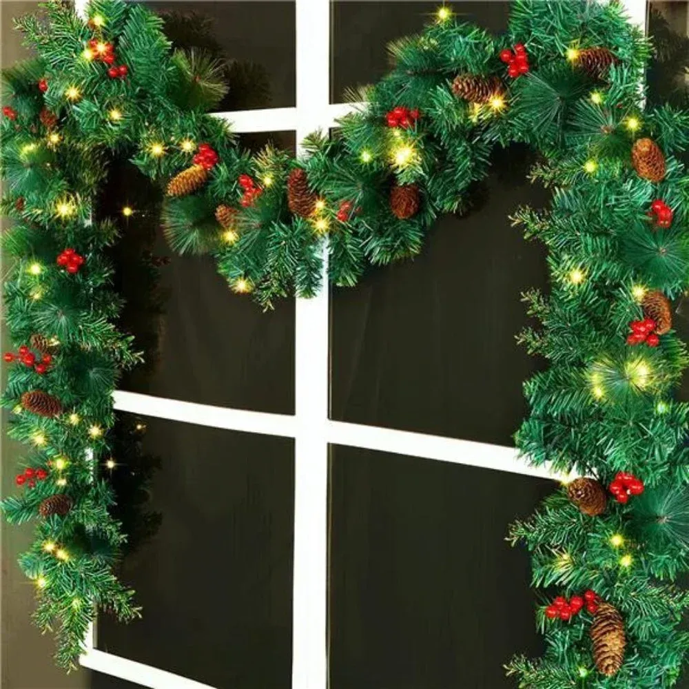 Holiday | 9 Foot Christmas Lighted Garland W Lights Pre Lit Garland Wreath  For Indoor | Poshmark