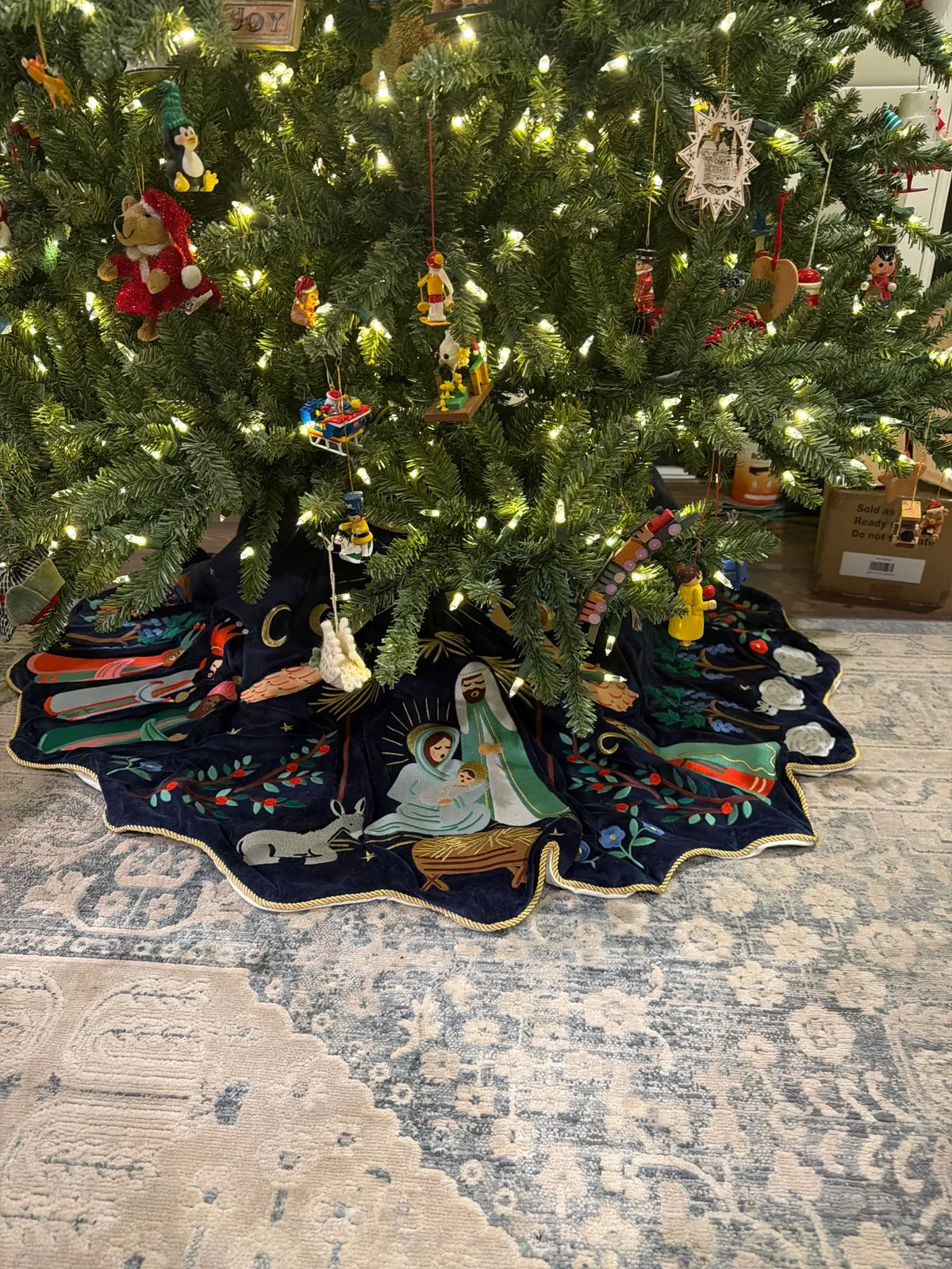 Holly Jolly Embroidered Tree Skirt | Rifle Paper Co.
