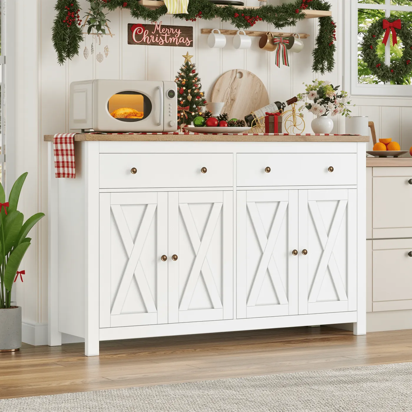 Homfa 55.1 W Kitchen Buffet Storage Cabinet with Liberia | Ubuy
