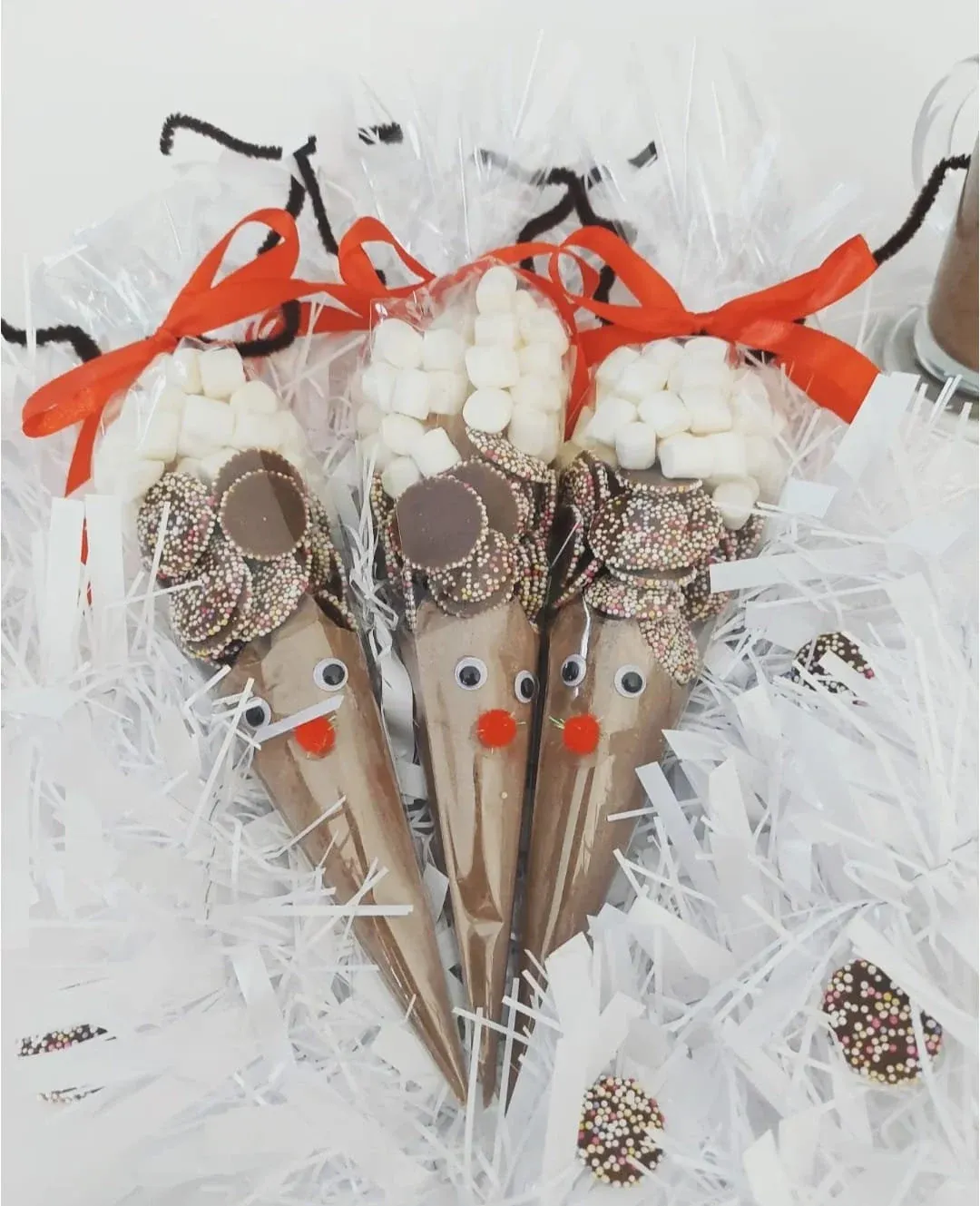 Hot Chocolate Cones Party Christmas Hot Chocolate Cone With Marshmallows Sprinkles, Stocking Filler, Christmas Eve Box
