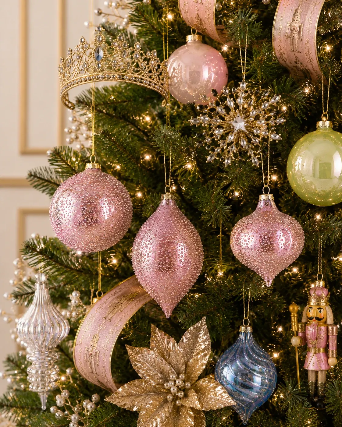 Hot Pink Glass Pink Seasonal Ornaments Raz 4' Set Of Light Pink Beaded  Glass Christmas Ornament