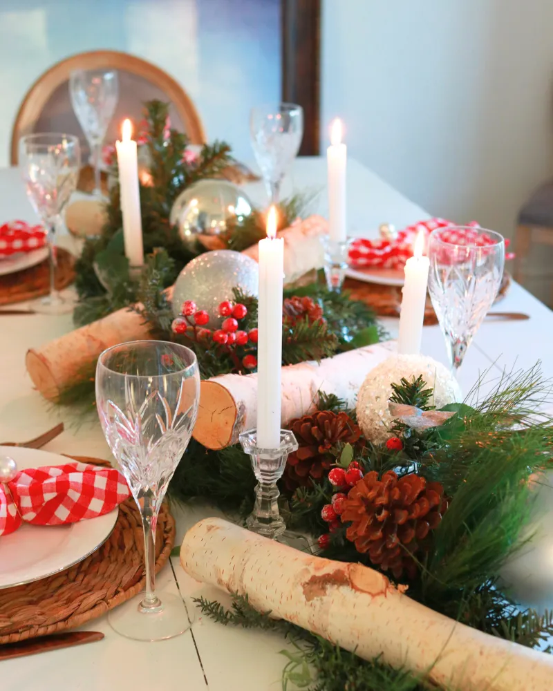 How To Decorate Birch Logs On A Christmas Table - Life of Alley