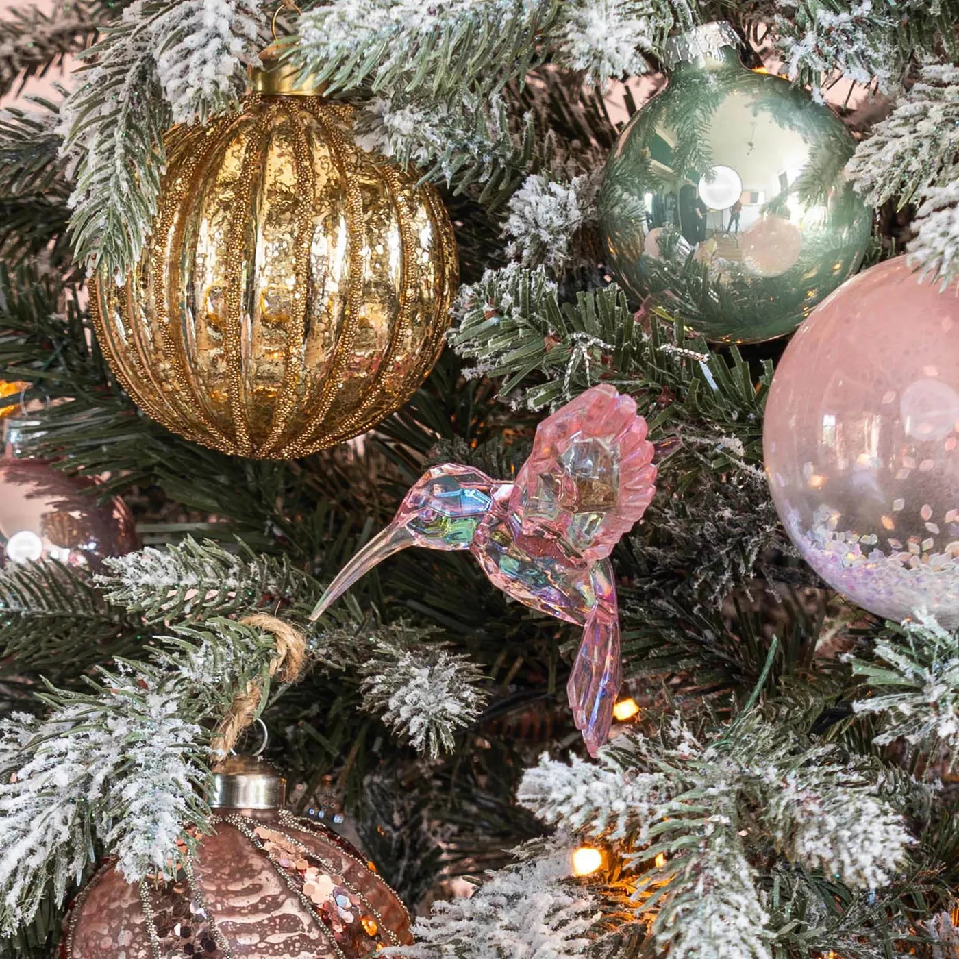 Hummingbird Christmas Ornament 10cm Pink