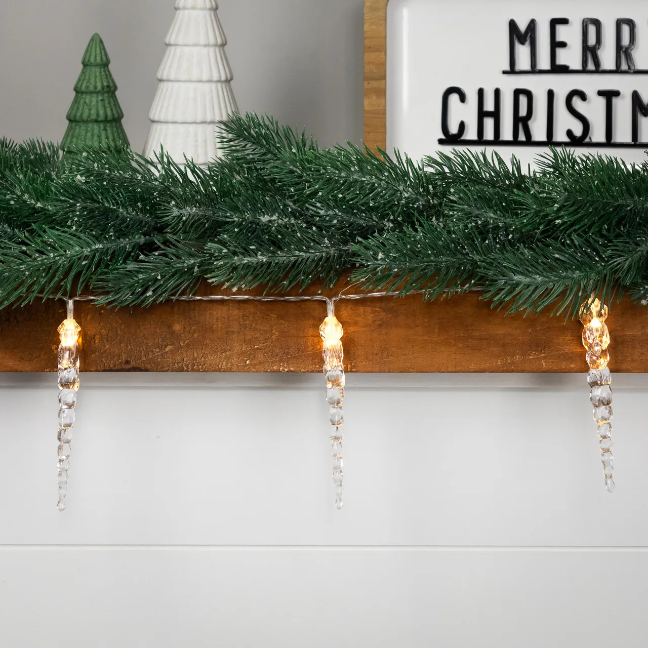 Icicle String Christmas Light Set - Warm White - 4.5' Clear Wire - 10ct | Christmas