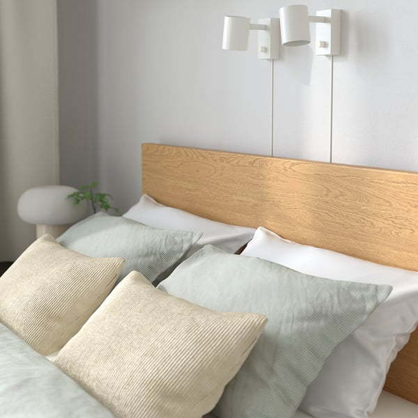 IKEA MALM high bed frame/4 storage boxes, oak veneer, King