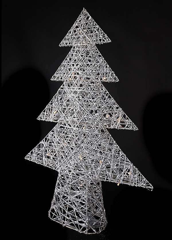 Jingles Silver Warm White LED Woven Tree 50cm | Curvissa