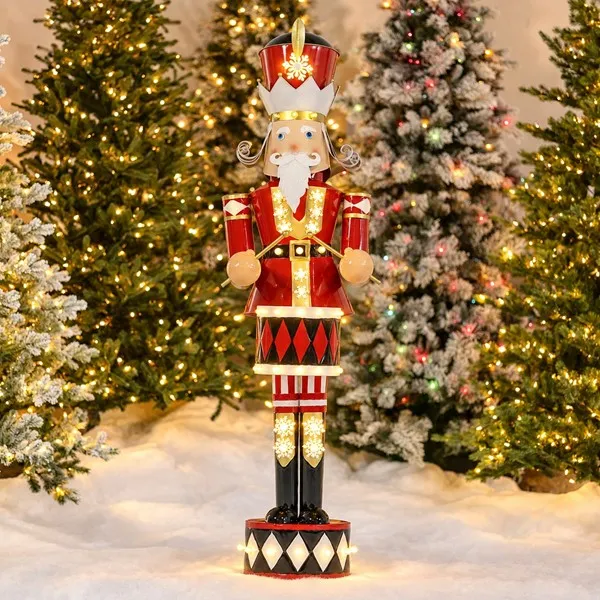 Large Iron Christmas Nutcracker 'Harry' with Candy Cane & LED Lights