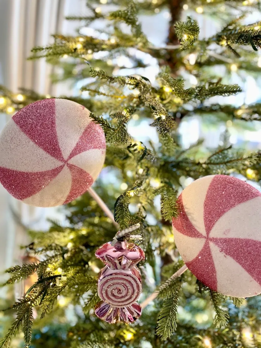 Large Peppermint Lollipop Stem Christmas Tree Pick
