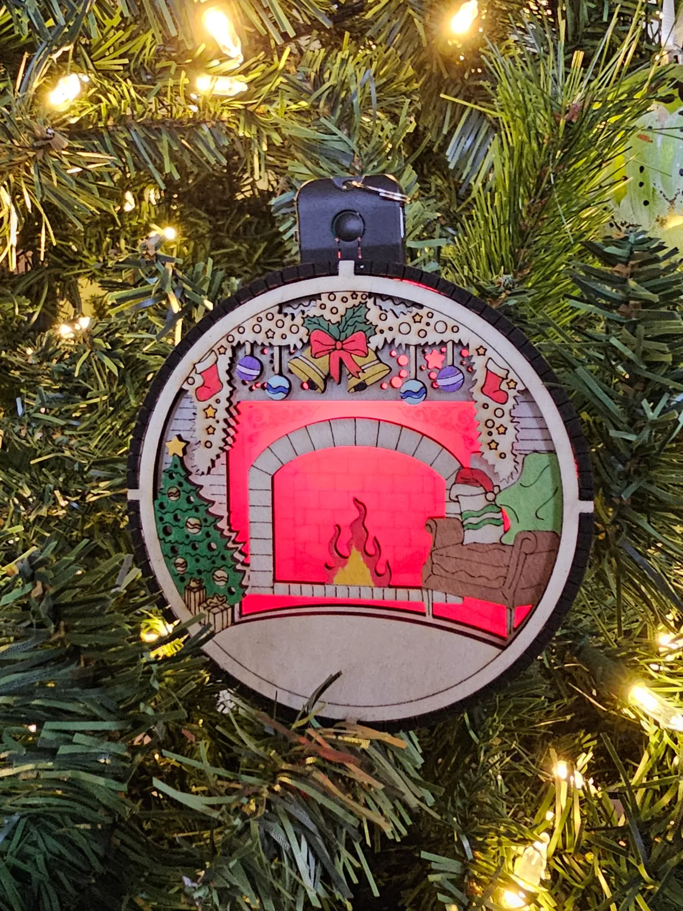 Lighted Fireplace Ornament | Cozy Wood Christmas Keepsake – Bandit Laser