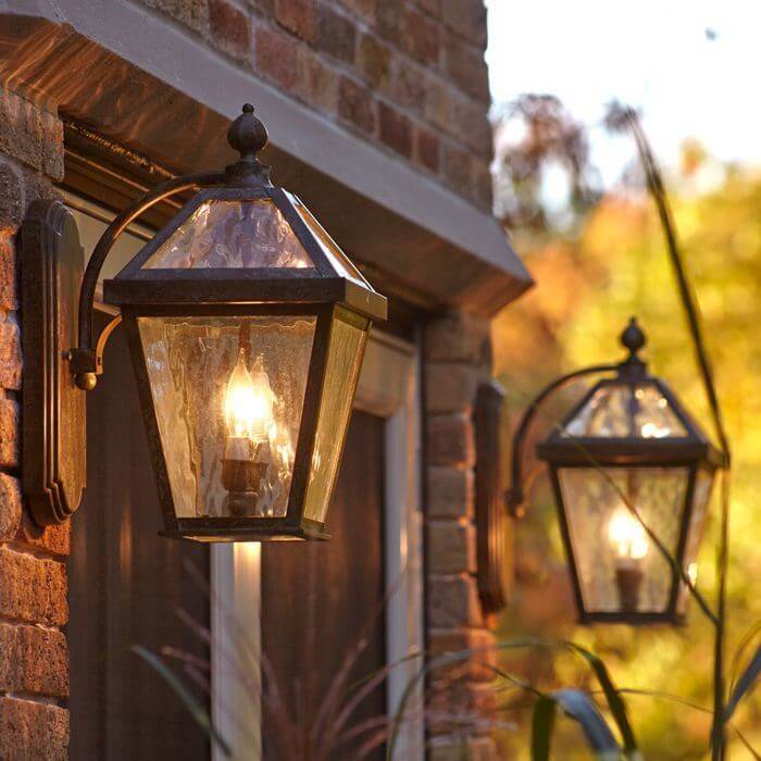 London™ Exterior 8' Curved Arm Exterior Wall Light - Brass Light Gallery