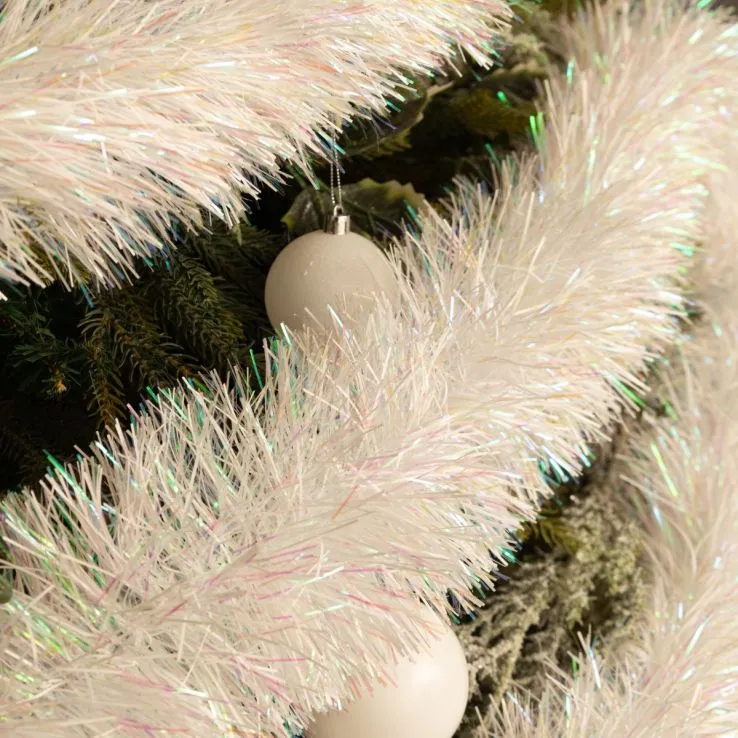 Long White Downswept Tinsel - Christmas Tree Decoration - 5m