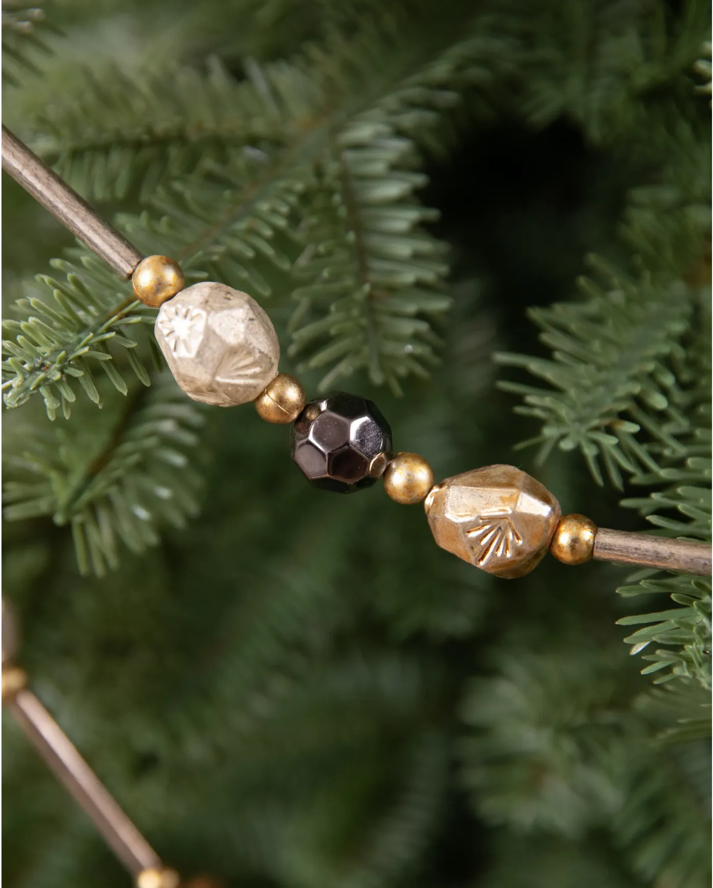 Lot Of 13! Elegant Christmas Tree Beaded Dangle Ornaments Amber & Gold  Color Lot of 3