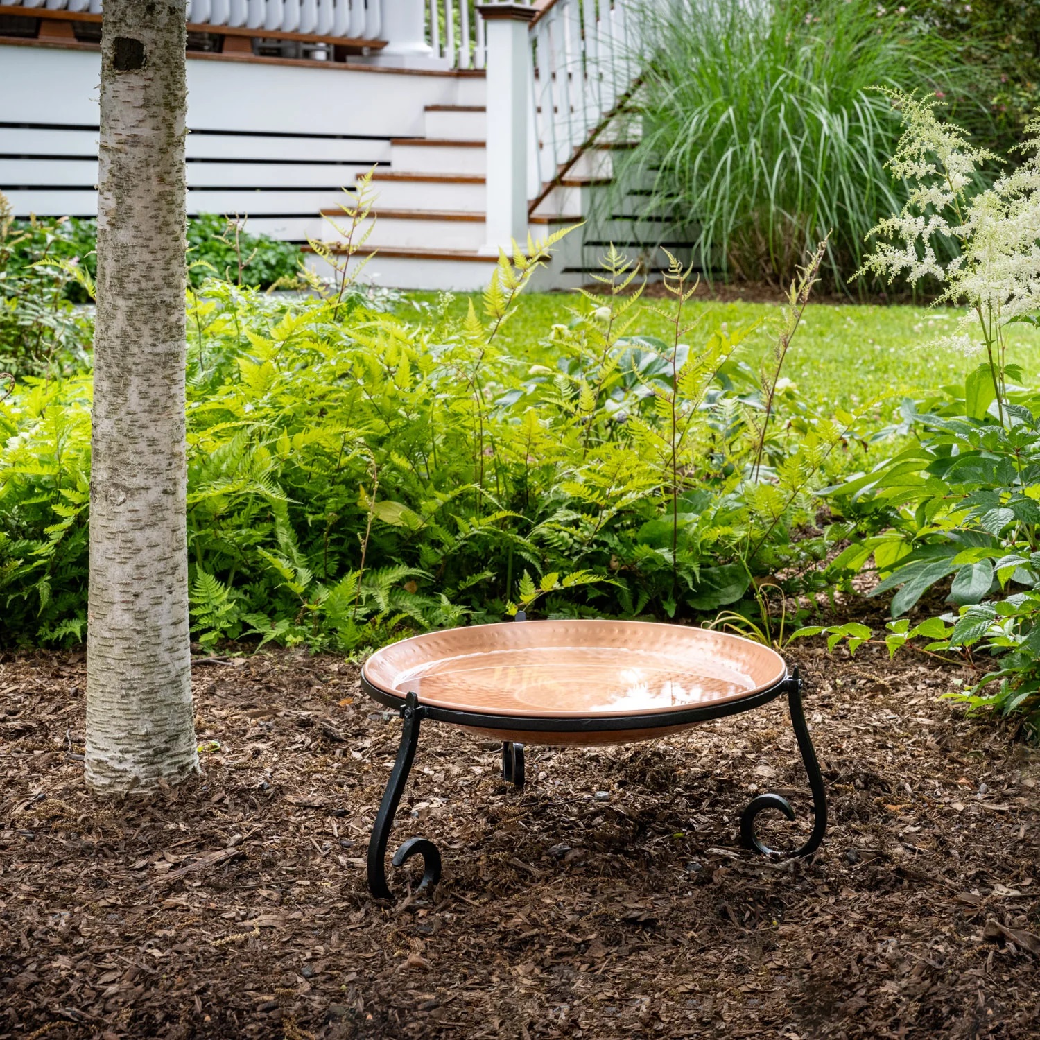 Low-Profile Multi-Purpose Solid Copper Bird Bath with Stand