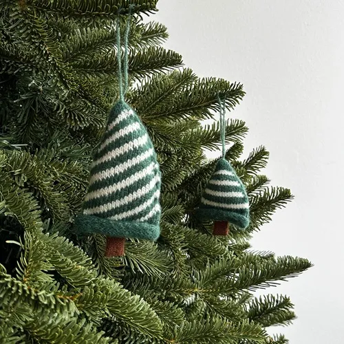 MIVRIK Mini Tree Felt Ornament - Striped Green by Masons Home Decor