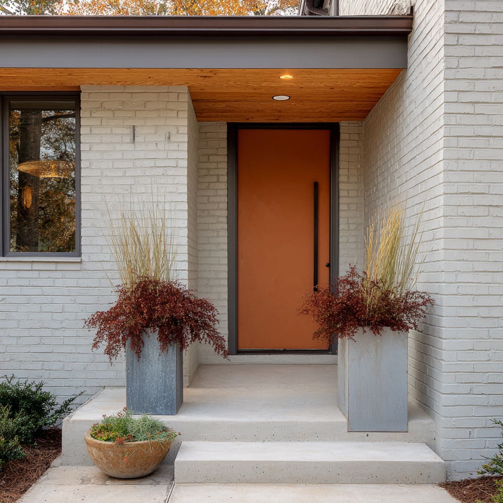 Modern Gray House Front Door Colors with Stylish Balance