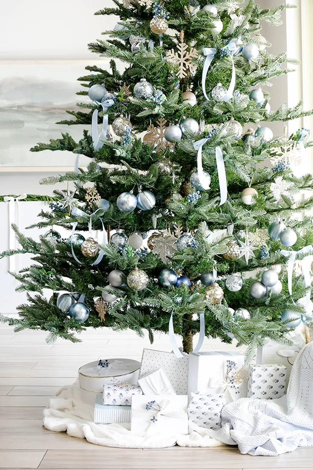 Modern Icy Blue Christmas Tree