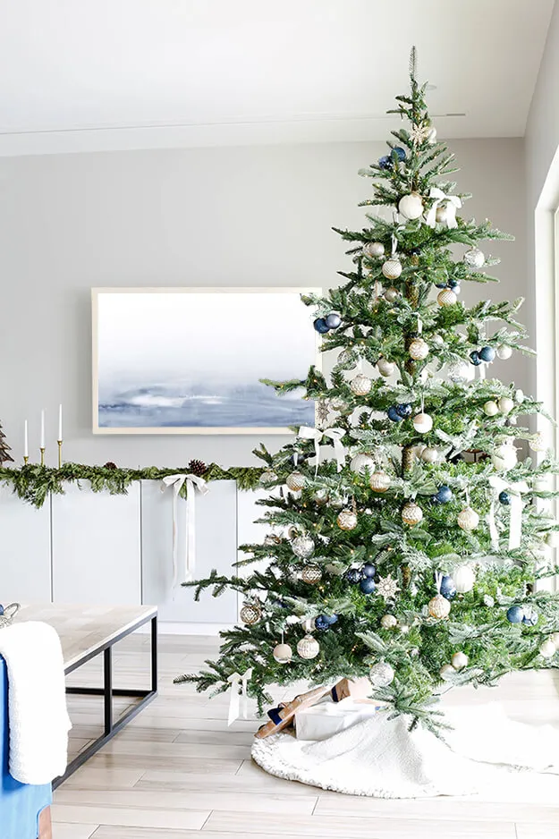 Modern, Simple Blue and Sage Christmas Home Tour