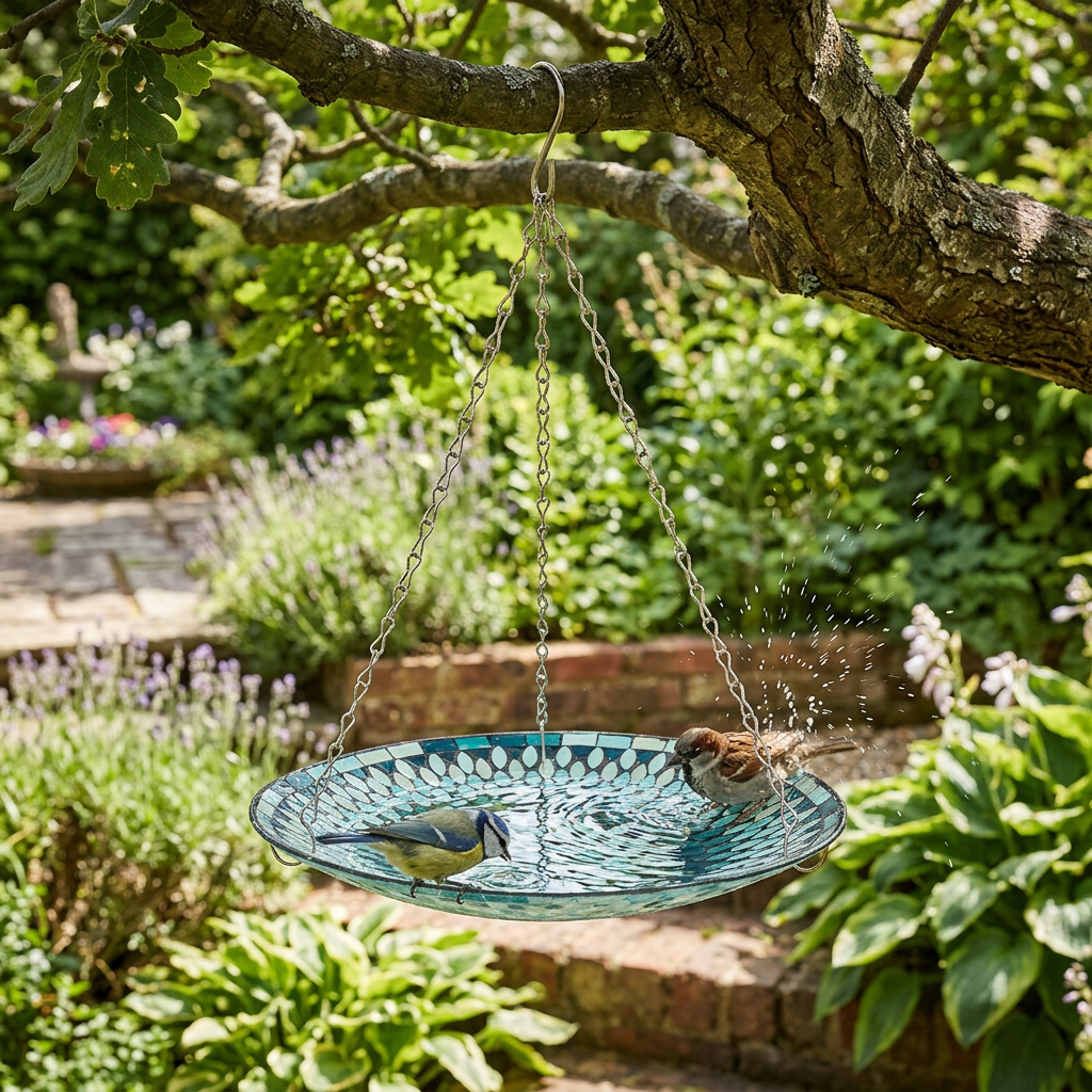 Mosaic Hanging Bird Bath Green | Bali Garden & Stone