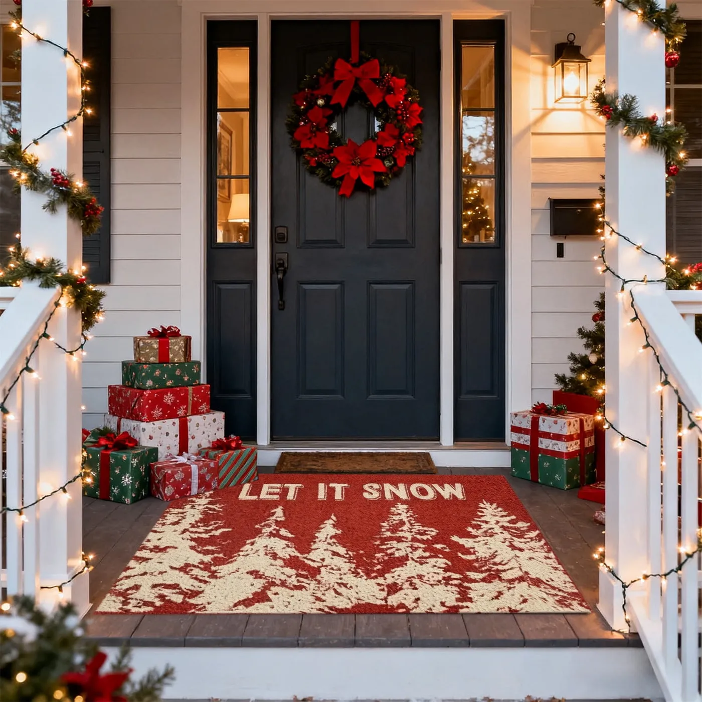 MTBLYS Christmas Tree Rug Polyester Doormat 60X40Cm Let It Snow Design Interior Exterior Entryway Home Decor - Walmart.ca