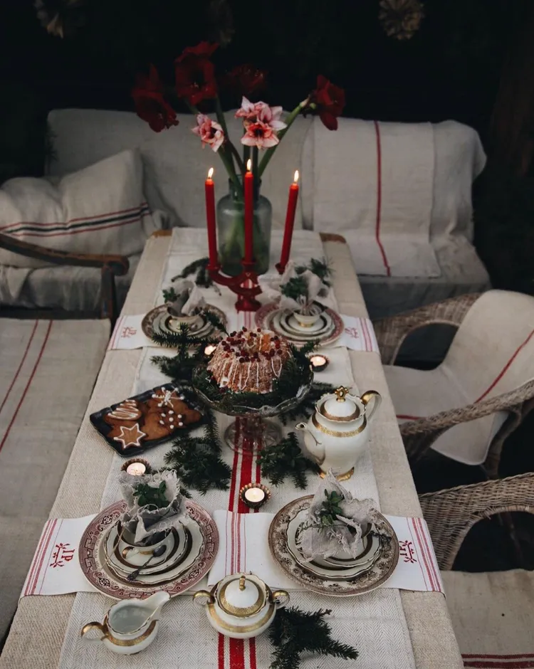 my scandinavian home: A Vintage Christmas Table Setting in a Swedish  Greenhouse
