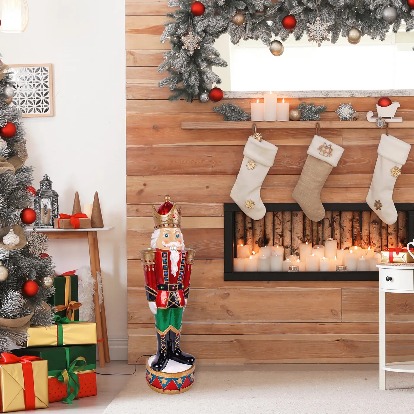 National Tree Company 36' Nutcracker Decoration with Multicolor Lights - Red