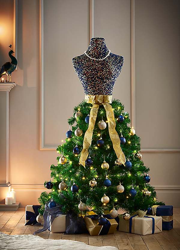 Navy Blue & Sequin Mannequin Christmas Tree | Grattan