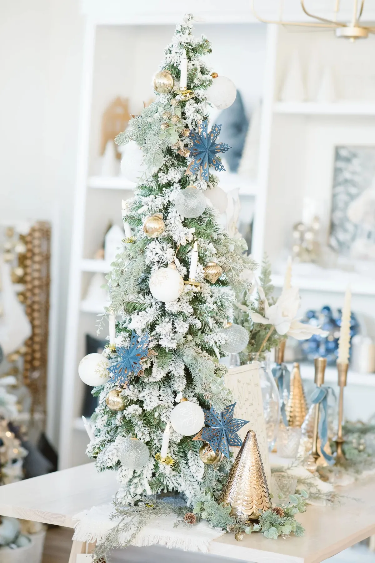 Navy & Gold Recycled Paper Snowflake Ornaments – Rust & Cinder