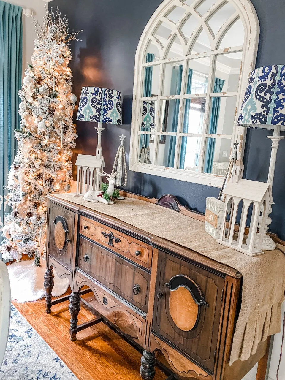 Neutral Christmas Dining Room Decor - Wilshire Collections