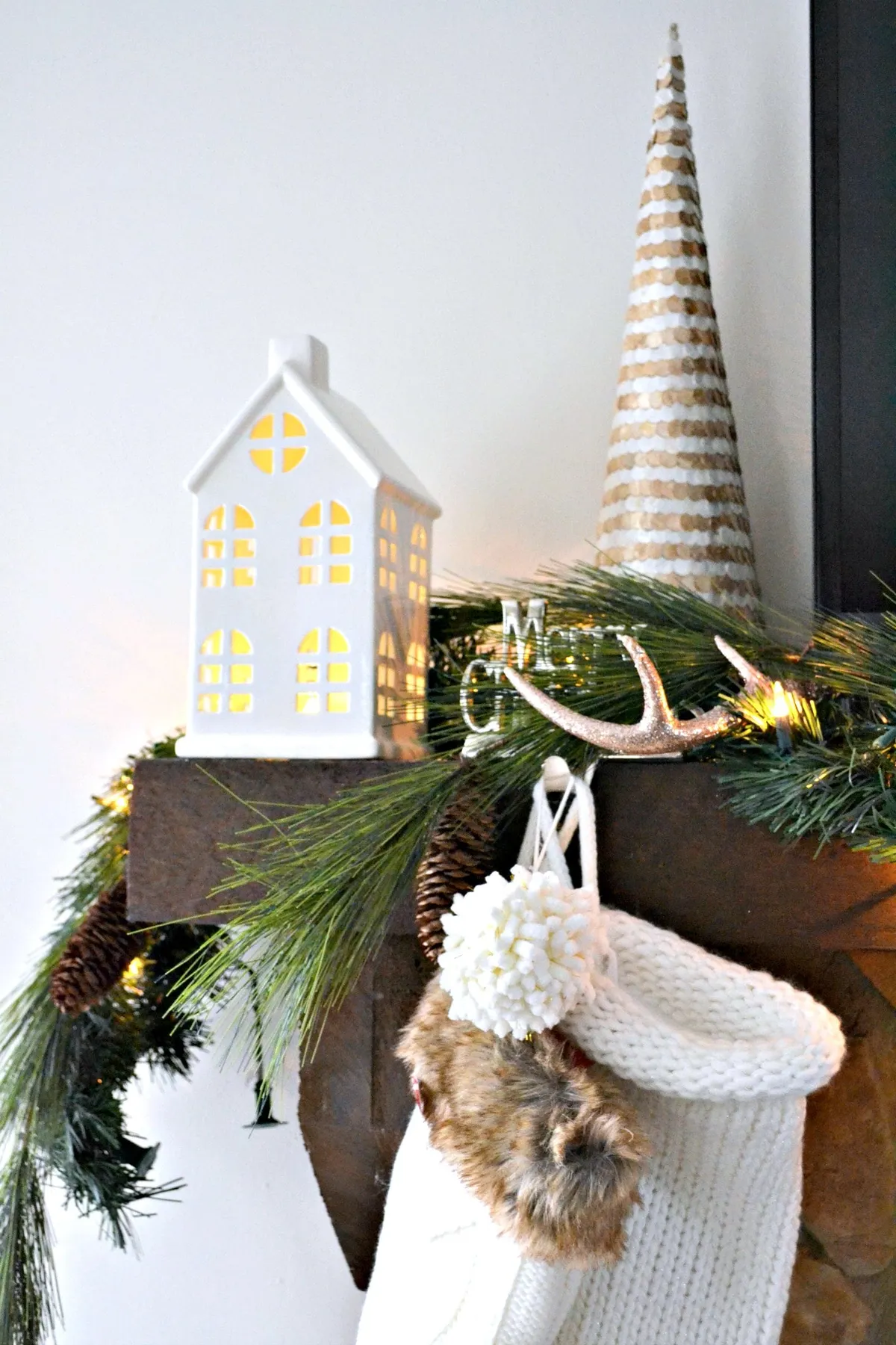 Neutral Christmas Holiday Home Tour: Living Room and Fireplace • Ugly Duckling House