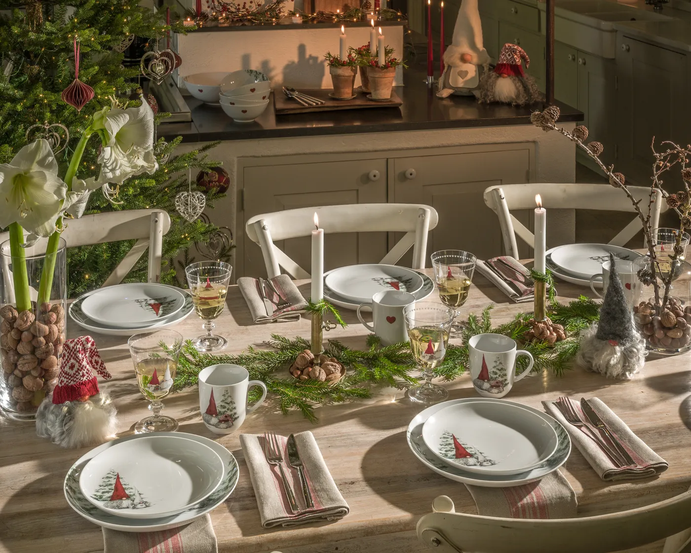 Nordic Christmas Gnomes | Charming Christmas Dinnerware & Glass