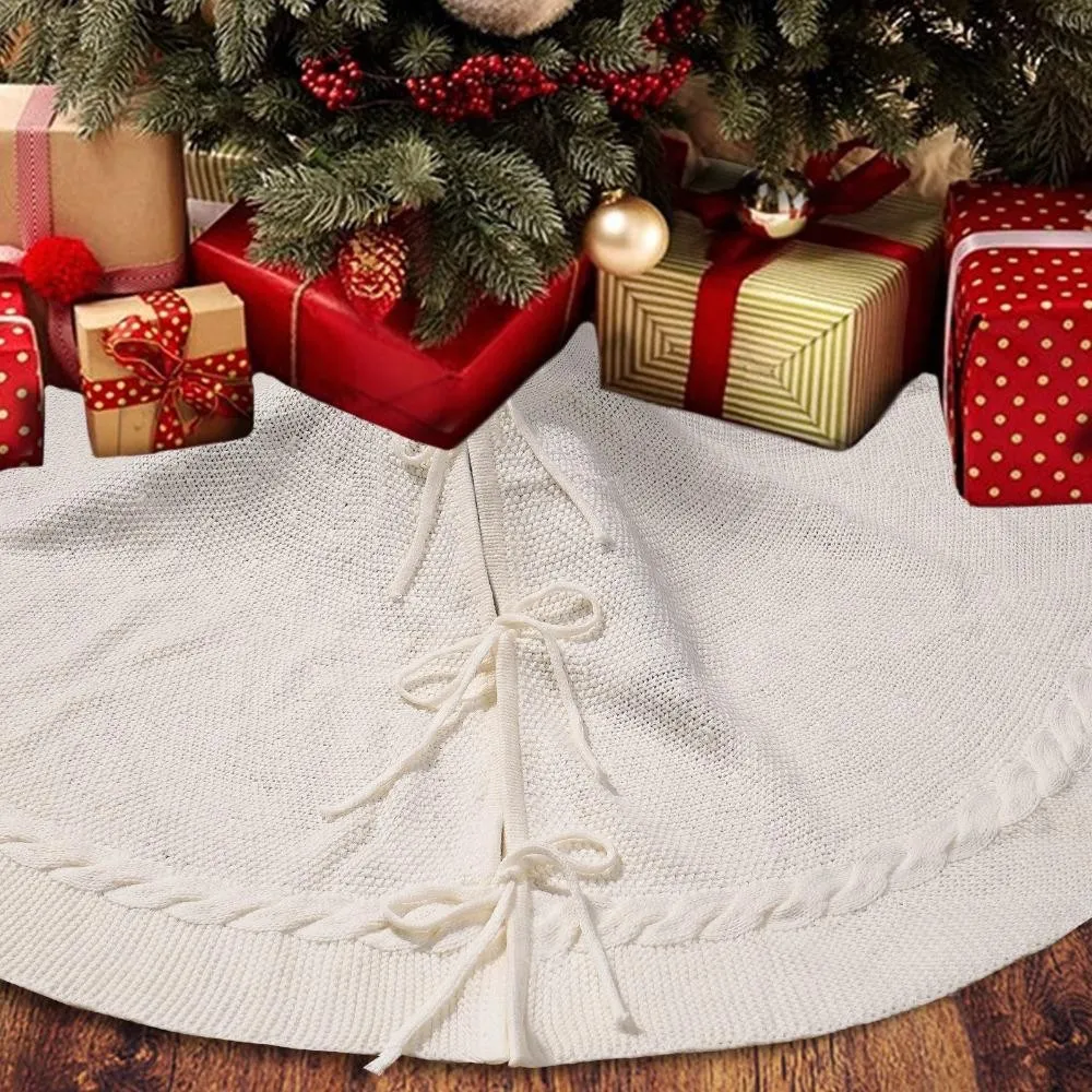 NOURISHBOWL​ Knitted Christmas Tree Skirt, Round White/Red Christmas Tree  Mat, Christmas Tree Decoration Polyester Large Size Christmas Tree Carpet  New Year | Shopee Philippines