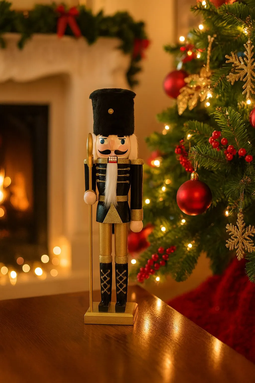 Nutcracker! Magical Christmas Ballet - Regal Black & Gold Nutcracker Solider (12Inches)