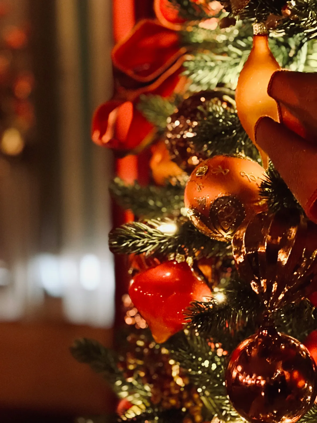One of the many beautifully decorated Christmas trees at the historic Biltmore House in Asheville, NC.