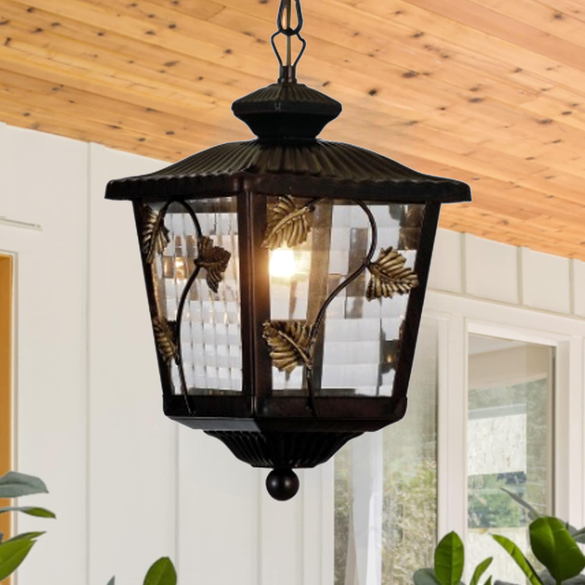 Outdoor E14*2 Pendant Light, Outdoor Hanging Lights in Rustic Bronze Finish  with Golf Ball Glass Design, Waterproof Exterior Hanging Lantern Outdoor  Chandelier for Gazebo, Porch, Patio, Hallway, Ent