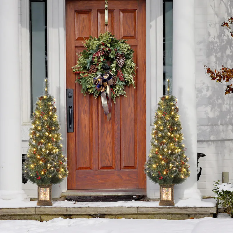 Outdoor Prelit Christmas Tree The Holiday Aisle® Pre-lit Christmas Tree  With Light-Modes And Base For Indoor And Outdoor Wayfair