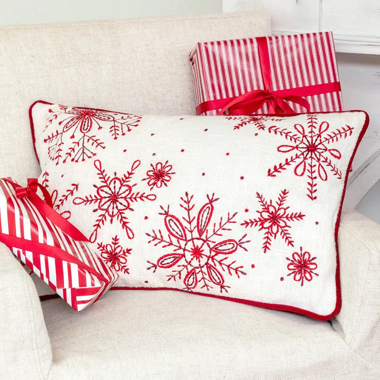 Park Hill Collection Snowflake Embroidered Cotton Pillow
