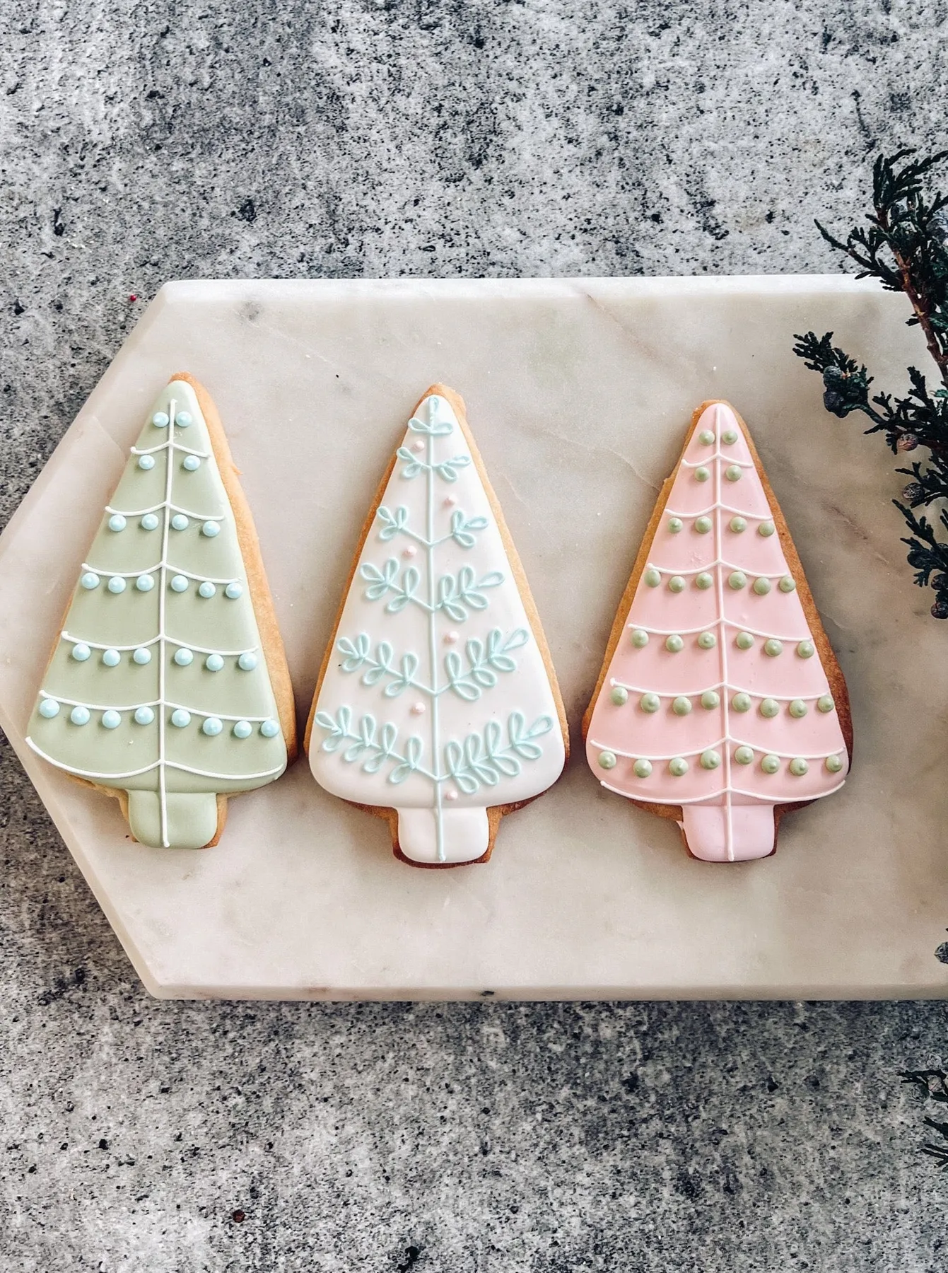 Pastel Christmas Tree Cookies