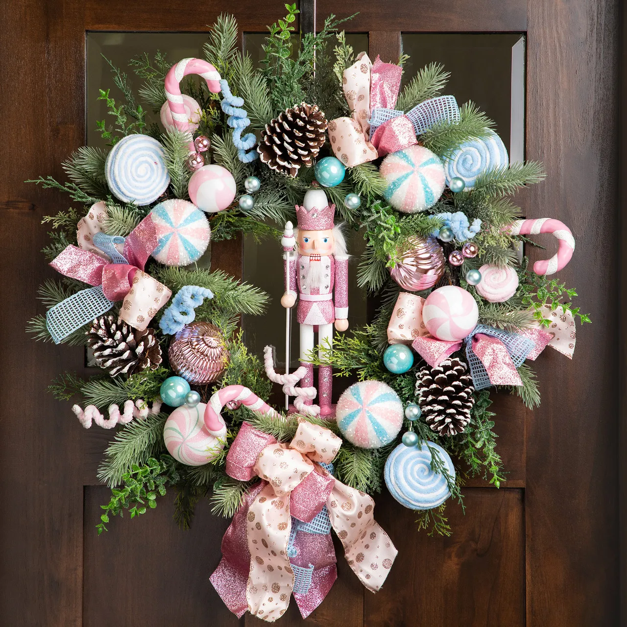 Pastel Nutcracker & Ornaments Artificial Pine Christmas Wreath - 24' -  Unlit | Christmas