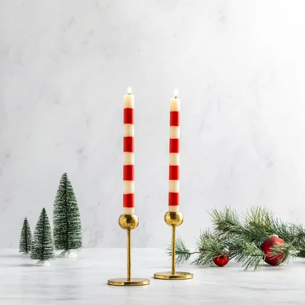 Peppermint Stripe Taper Candles, Set of 2 | Hy-Vee Aisles Online Grocery Shopping