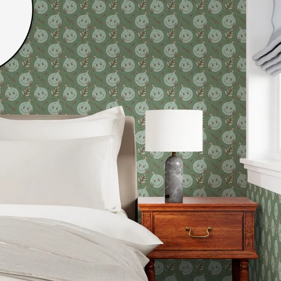 Performance Linen Custom Printed Fabric Grinch Inspired Retro Green Sage Fat Quarter 27' x 18'
