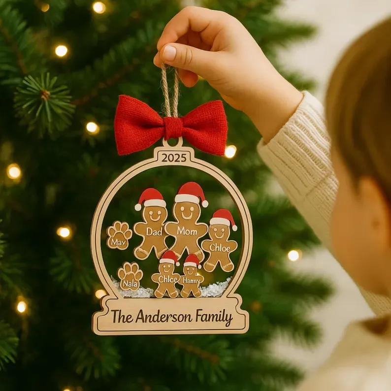 Personalized Gingerbread Family Christmas Ornament, Custom Family Name  Wooden Ornament, Christmas Tree Decoration, Holiday Keepsake Gift by Ornivo