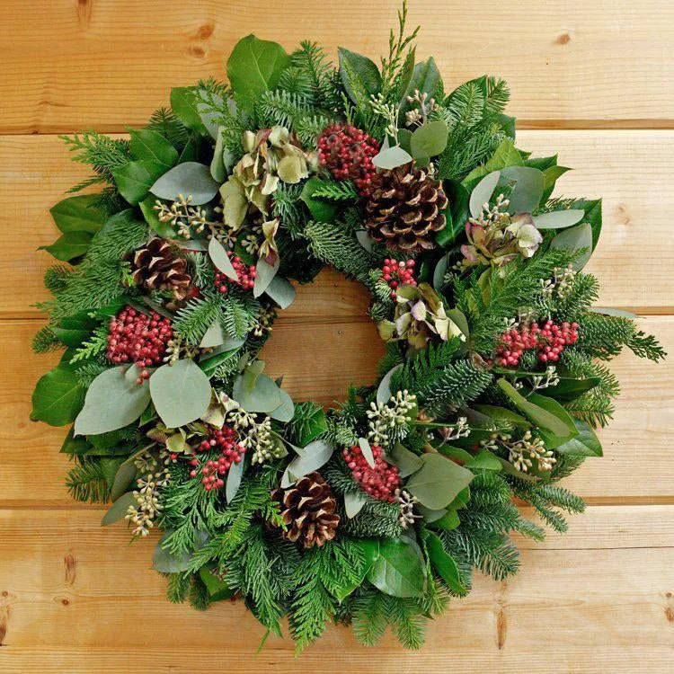 Pine Cone and Greenery Holiday Wreath
