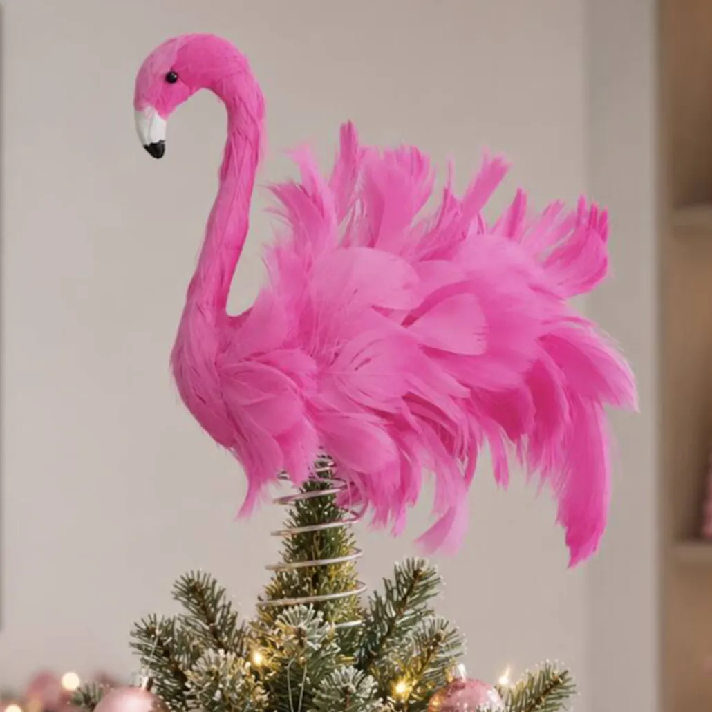 Pink Flamingo Christmas Tree Topper | Festive Feather Décor – The  Giftologist