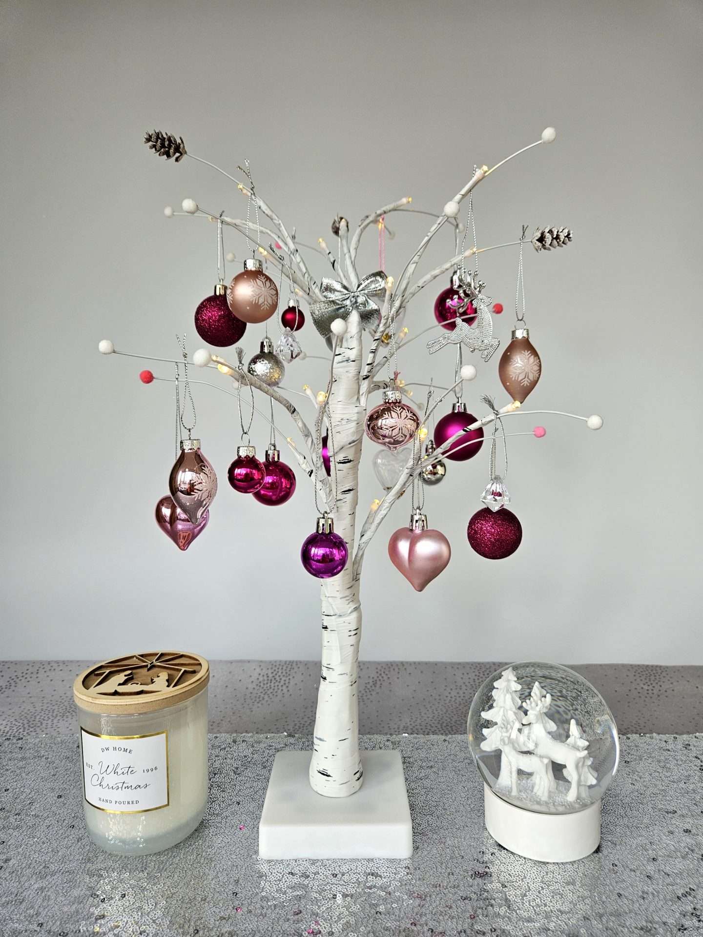 Pink, Purple & white Decorations | Elegant Light Up Holiday Centrepiece -  VeVo Seasonal Shop