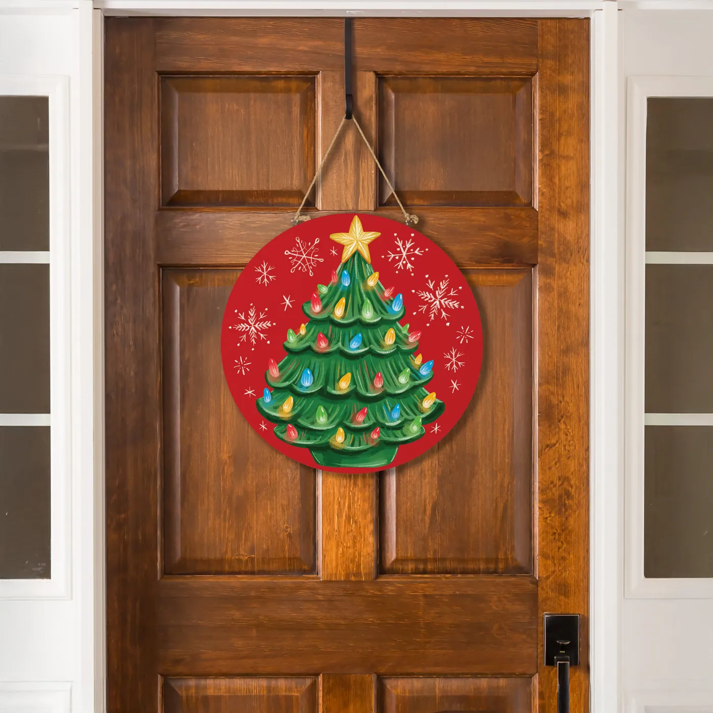 Plow & Hearth Joyful Traditions Nostalgia Christmas Tree Wood Door Décor 18' 2026 Clearance